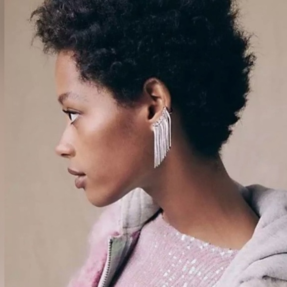 Free People Kiss Kiss Bohemian Ear Cuff Dangle Earrings in Silver - Picture 1 of 5